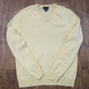 Club Room Yellow Color 100% Fine Cashmere V-Neck Long Sleeve Sweater